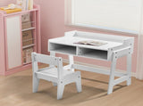 White Kids Study Desk and Chair Set with Storage, MDF, 60.5*41.5*50cm 80179517
