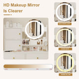 47" Vanity Desk with Mirror and Lights for Makeup and Cushioned Stool, Vanity Mirror with Lights and 93848830