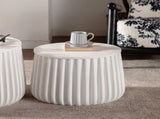 White Round Storage Table Set with Lift-Off Lid, Nesting Design, Elegant Curved-Edge Shape for Cozy W3081P389055
