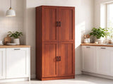 Freestanding 4-Door Kitchen Pantry Cabinet, Large Storage with Adjustable Shelves & Doors 70129532