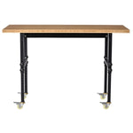 ZUN 59" Garage Work Bench with Wheels, Height Adjustable Legs, Bamboo Tabletop Workstation Tool Table 84066089