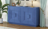 TREXM Vintage Distressed 4-Door Sideboard with Adjustable Shelves and Geometric Pattern for Dining GL-N715P198323M