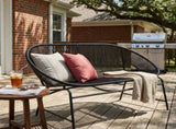 CONDESSA OUTDOOR PATIO WICKER LOVE SEAT, BLACK PE RATTAN & IRON FRAME, SET OF 1 N775P423051B