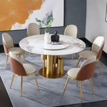 ZUN Dining Chairs Set of 2, Modern PU Leather Dining Gold Metal Legs for Living Kitchen Dining Room W2699P216823