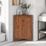 Brown Triangle Bathroom Storage Cabinet with Adjustable Shelves, Freestanding Floor Cabinet for Home WF291467AAD