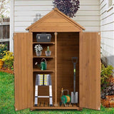 ZUN 39.56"L x 22.04"W x 68.89"H Outdoor Storage Cabinet Garden Wood Tool Shed Outside Wooden Closet with 38532261