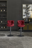 Set of 2 Bar Stools with powder Footrest and Base Swivel Height Adjustable Mechanical Lifting Velvet W1249P253957