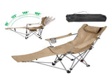 Outdoor Reclining Camping Lounge Chair 95&deg-160&deg Adjustable Angle Carbon Steel Frame Heavy Duty 19968729