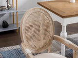 French Vintage Upholstered Fabric Dining Armchair, Set of 2, Beige W1622113267