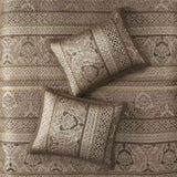 5 Piece Reversible Jacquard Bedspread Set Brown/Gold Queen B03597513