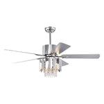 ZUN Crystal Ceiling Fan Reversible Blades 3 Wind Speeds Remote Control for Bedroom Living Dining Room W1592P162638