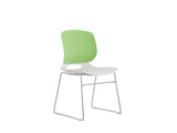 Modern stackable chair set of 4, with color combination of white and green, polypropylene seats and W3788P368527