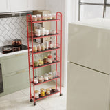 Red 6-Tier Rolling Cart Gap Kitchen Slim Slide Out Storage Tower Rack with Wheels,6 64616735