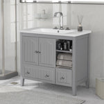 ZUN [VIDEO] 36" Bathroom Vanity with Ceramic Basin, Bathroom Storage Cabinet with Two Doors and Drawers, 37876408