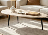 Gray Stylish Irregular Shape Coffee Table, Heavy-Duty Metal Base Oval Sofa Side Table, 19599747