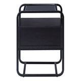 Black Accent Table with Glass Top B062P181415
