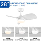 ZUN 28 In Intergrated LED Ceiling Fan Lighting with White ABS Blade W1367P182807