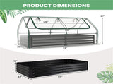 69 Inch 3-in-1 Mini Greenhouse with Raised Garden Bed Galvanized Steel Planter Box with Zippered 01960438