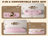 Modern Floor Sofa with 2 Pillows,Convertible Teddy Fabric Foam-Filled Sleeper Sofa Bed,15" Twin Size 21223592