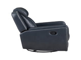 Modern Blue Swivel Glider Reclining Chair, Breathable Faux Leather Upholstery Living Room Furniture B011P228164