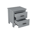 ZUN Vintage Two Drawer Wooden Nightstand, Simple and Generous, Large Storage Space,Light Gray 84200860