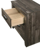 Contemporary 2-Drawer Nightstand End Table Brown Mixed Finish Two Storage Drawers Black Finished B011P155871