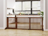 Freestanding Wooden Pet Gate, Length-Adjustable 3-Panel Gate with Lockable Door for Dogs & Cats 41147115
