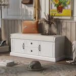 ZUN Storage Bench with 2 Drawers and 2 Cabinets, Shoe Bench with Removable Cushion for Living Room, 13031062