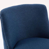 Counter Height Swivel Barstools, 26'' H Seat Height Upholstered Bar Stools Set of 2, Fabric in Blue W1143P237897