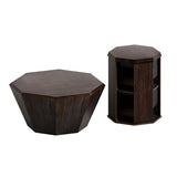 31.5 "Octagonal Black Walnut Rubber wood Set of Two Coffee Table, Coffee Table, Living Room W757P203140