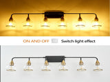 48" Modern 6-Light Vanity Wall Sconce - Black and Gold Bathroom Light Fixture with Clear Glass W1340P266140