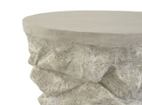Grey Round Faux Stacked Stone MGO Side Table, Pre-Assembled Non-KD Accent End Table, 80 LBS Weight N770P473008G
