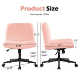 ZUN Office chair with wheels, armless office chair, Teddy velvet wide seat home office chair, cute W1521P176416