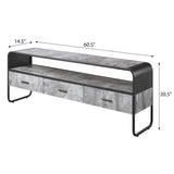 ZUN Concrete Grey and Black 3-drawer TV Stand B062P186513