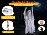 6.6ft Animated Swinging Hanging Ghost Halloween Prop, Sound & Button Activated with Flashing Red 24328914