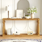 U_STYLE Vintage Wood Grain Console Table with Bottom Shelf and Four Vase Legs, Suitable for N711P256976O