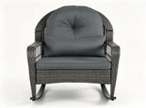 Mix Gray Handwoven PE Rattan Porch Rocking Chair, Metal Frame Safe Smooth Rocker with Removable 38238544