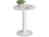 Round Side Table - Solid Wood Leg Small Drink Table for Living Room Bedroom Office,White 06729684