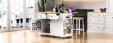 K&K 48 inch Large Kitchen Island with Drop Leaf,Power Outlet,Internal Rack,Rolling Kitchen N707P257057W