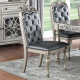 Set of 2 PU Upholstered Dining Chairs, Silver B016P226039