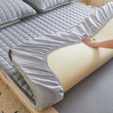 (Cream white 150cm*200cm) Cotton-Padded Waterproof Mattress Protector, Dust-Proof Bed Cover (Without 10397846