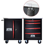 ZUN DOUBLE-DOOR CLAPBOARDl MULTI-FUNCTION TOOL CART--BLAK&RED W1102P245240