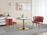 Modern PINK dining chair with iron tube golden color legs, velvet and comfortable W234P256810