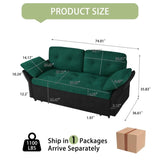 Convertible Pull Out Sofa Bed Queen Size, 3-in-1 Convertible Sleeper Couch with Thicked Cushions and W3163P269679