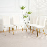 ZUN Modern White teddy wool dining chair, upholstered chair with fabric accent side chair with W210127517