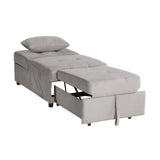 Modern Lift Top Storage Bench with Pull-out Bed 1pc Brownish Gray Velvet Tufted Solid Wood Furniture B011P170006