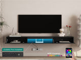 Floating TV Stand Wall Mounted with 16 Color LEDs,69" Modern TV Stand, Floating TV Cabinet W1321P300549