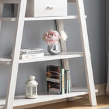 ZUN Modern Home Display Cabinet 4- Tier Open Shelving with Center Drawer in White Oak B107130935