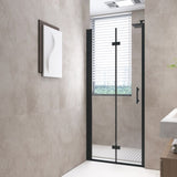 36 "x 72" Bifold Shower Door, 1/4" Tempered Glass, Matte Black Aluminum Frame, Explosion Proof W1675P307149