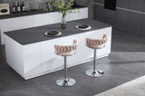 Set of 2 Bar Stools,with Chrome Footrest and Base Swivel Height Adjustable Mechanical Lifting Velvet W1249P247740